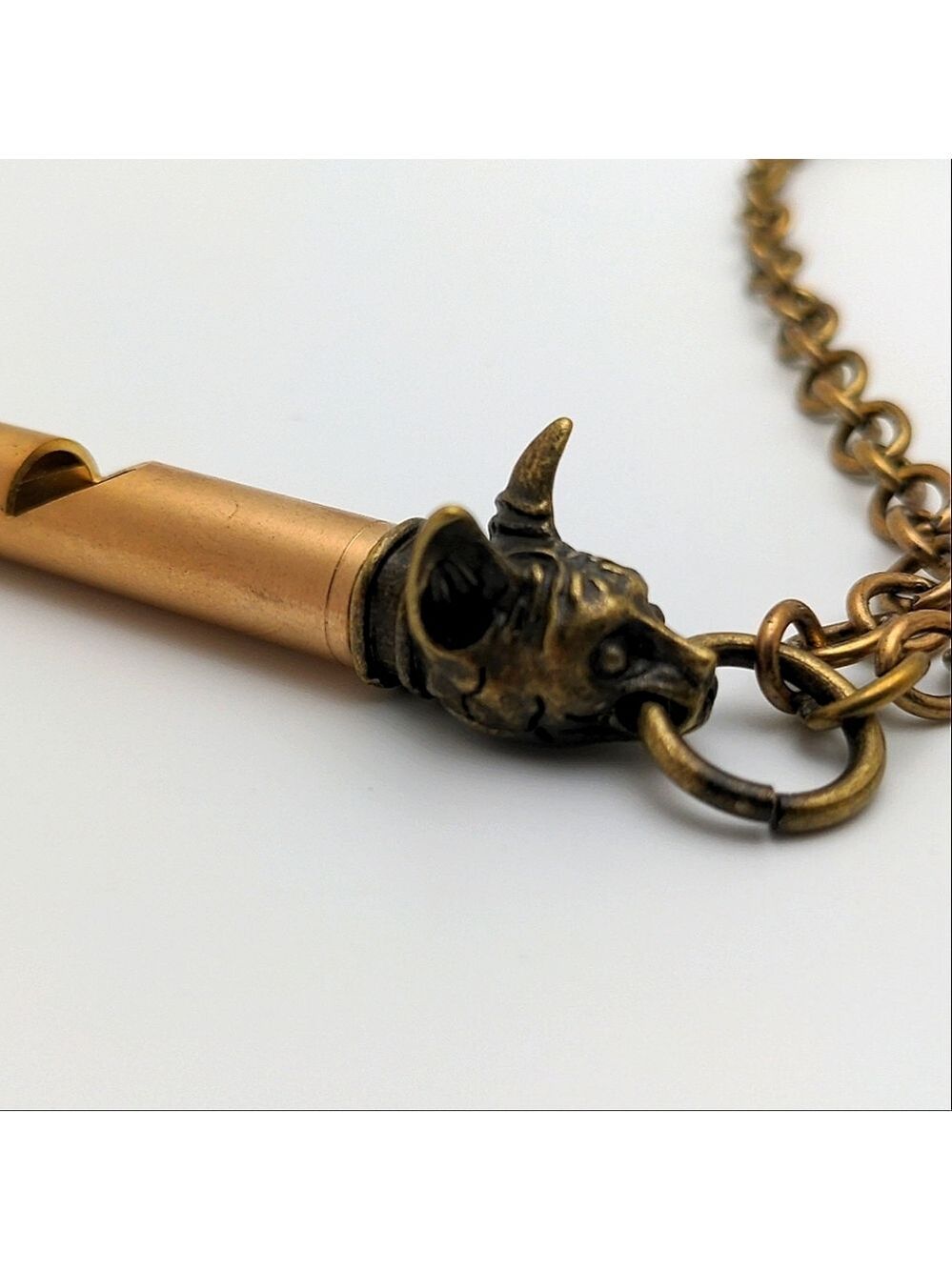 381MIDALANE Bold Brass Wolf Whistle Choker Necklace